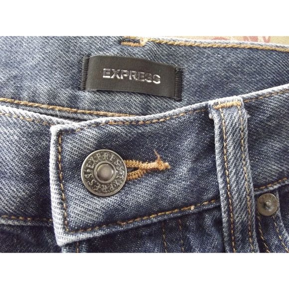 Express High Waisted Original Cropped Dad Jeans 4 x25"Inseam BUTTONFLY Crop dark - Picture 3 of 9